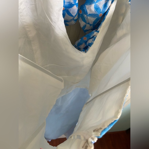 Lilly Pulitzer Dexter Dress Blue Starfruit Ruffle Halter Silk Blend Size 14 Read - Picture 9 of 15